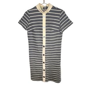 Vintage Nancy Greer Wool Gray White Striped Dress